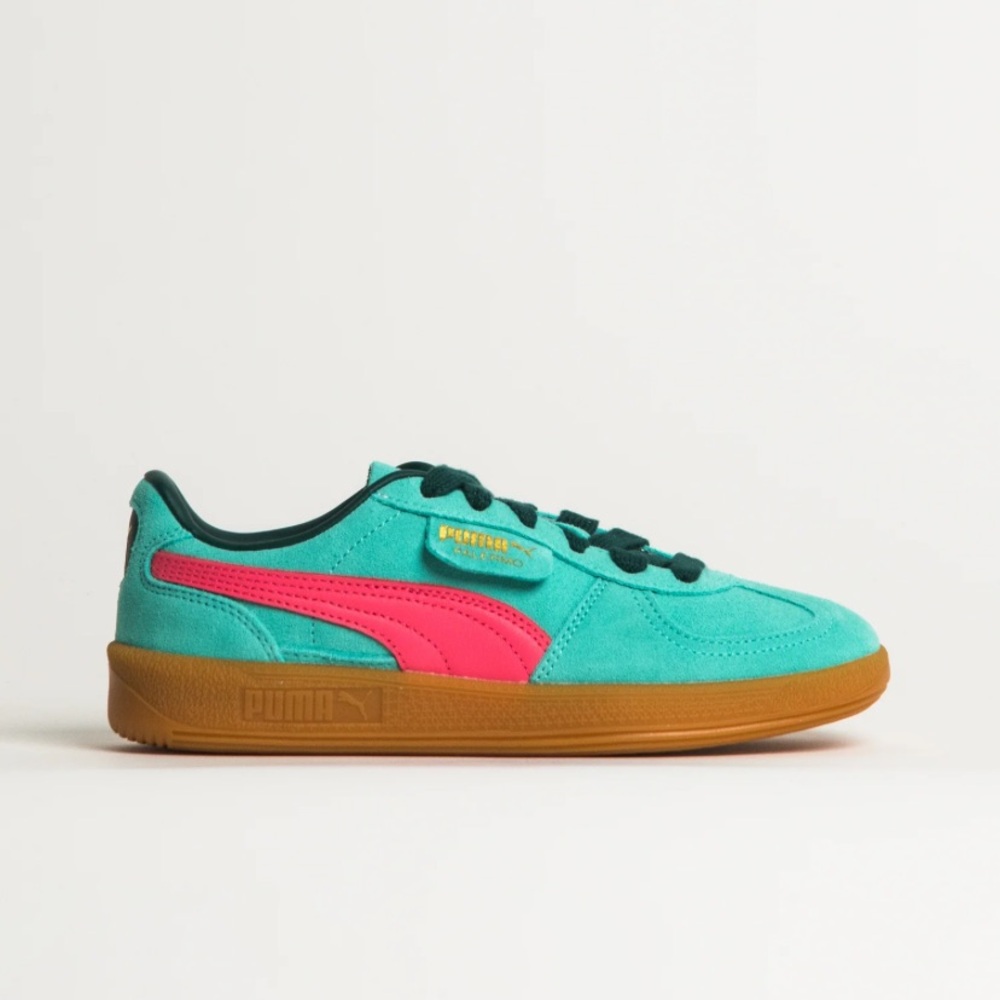 Puma Palermo sneakers teal and pink, gum sole W10 like new